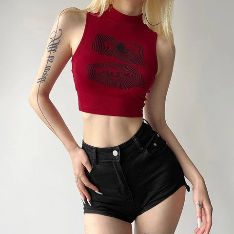 Y2K Eye Illusion Crop Top