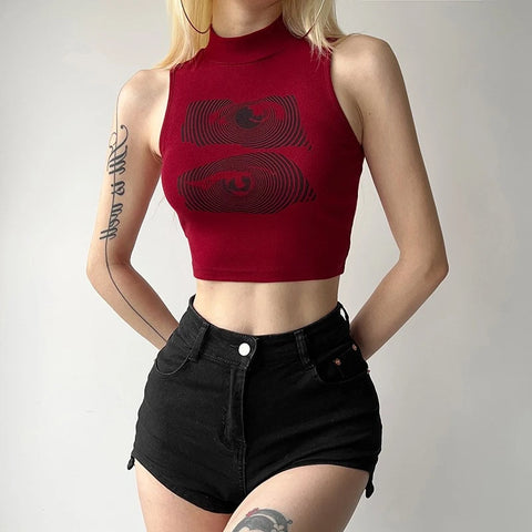 Y2K Eye Illusion Crop Top