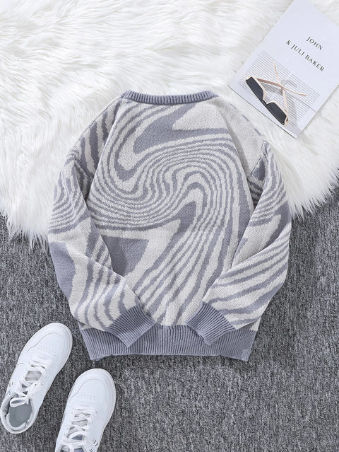 Y2K Abstract Lines Sweater