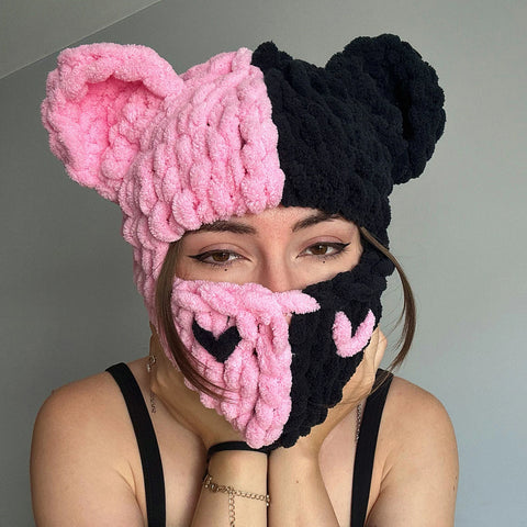 Y2K Bear Ear Puffy Balaclava