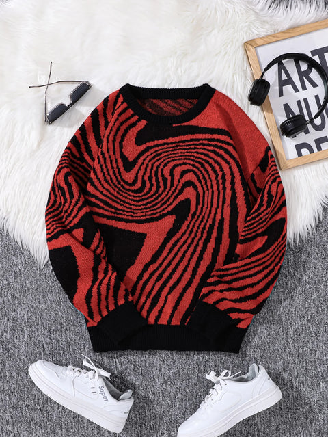 Y2K Abstract Lines Sweater