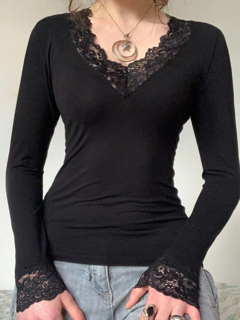 Y2K Lace Trim Top