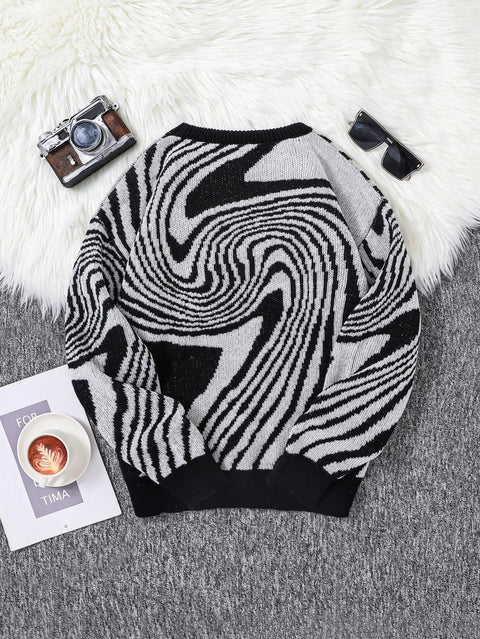 Y2K Abstract Lines Sweater