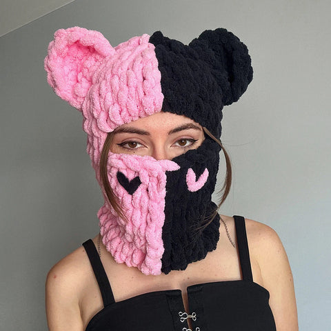 Y2K Bear Ear Puffy Balaclava