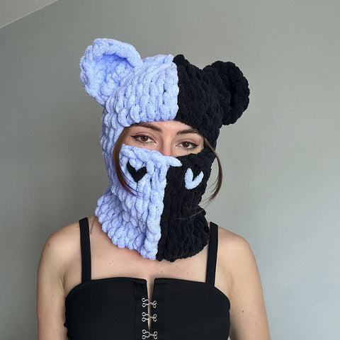 Y2K Bear Ear Puffy Balaclava