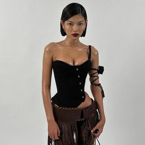 Y2K Asymmetric Corset Top