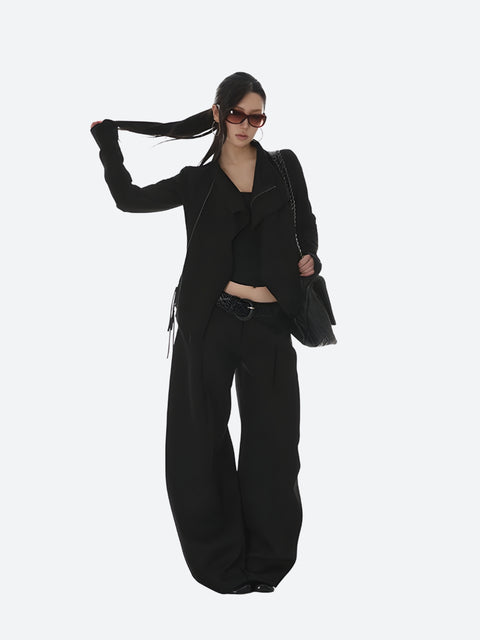 Y2K Asymmetric Faux Suede Jacket