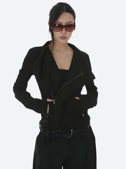 Y2K Asymmetric Faux Suede Jacket