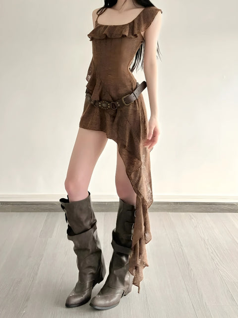 Y2K Asymmetric Mini Dress