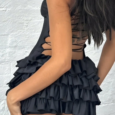 Y2K Backless Ruffled Mini Dress