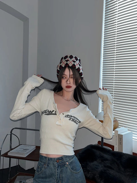 Y2K Basic Ribbed Top