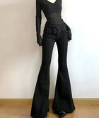 Y2K Belt Detail Flare Jeans