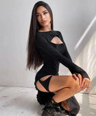 Y2K Black Rave Midi Dress