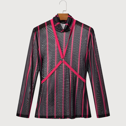 Y2K Bodycon Harness Mesh Top