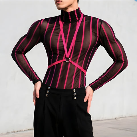 Y2K Bodycon Harness Mesh Top