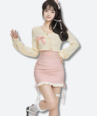 Y2K Bodycon Mini Dress With Cardigan