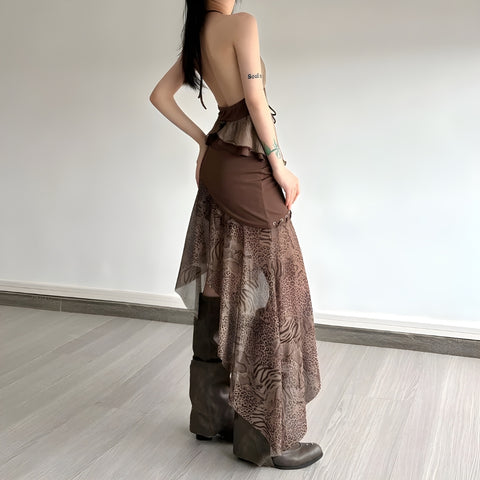 Y2K Boho Asymmetrical Two Piece Set