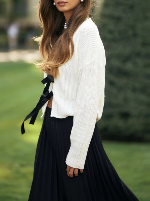 Y2K Bow Knitted Cardigan