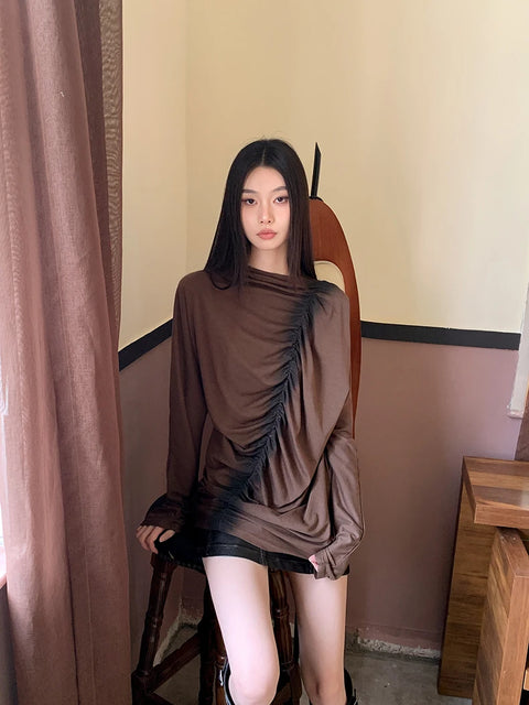 Y2K Brown Ruched Top