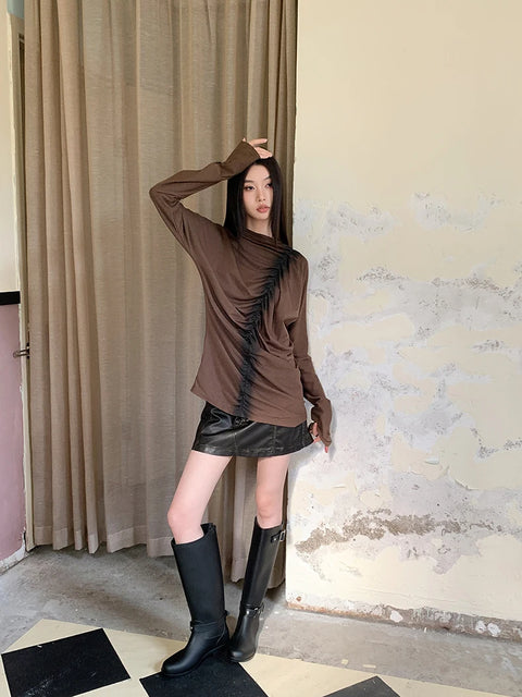 Y2K Brown Ruched Top