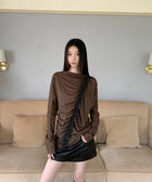 Y2K Brown Ruched Top