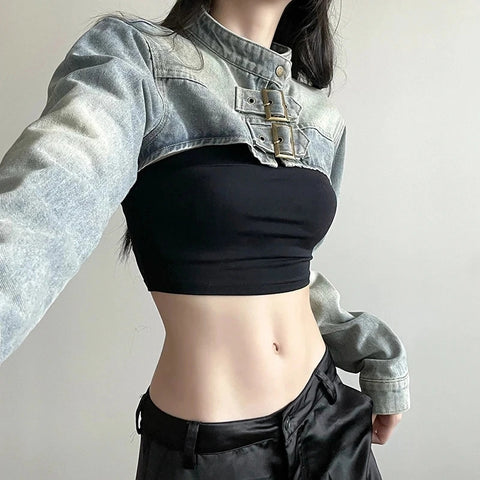 Y2K Buckle Denim Jacket