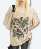 Y2K Butterfly Patch Distressed Top