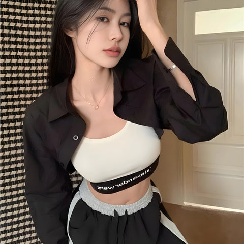 Y2K Button Down Cropped Shirt