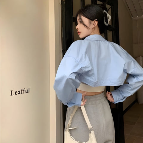 Y2K Button Down Cropped Shirt