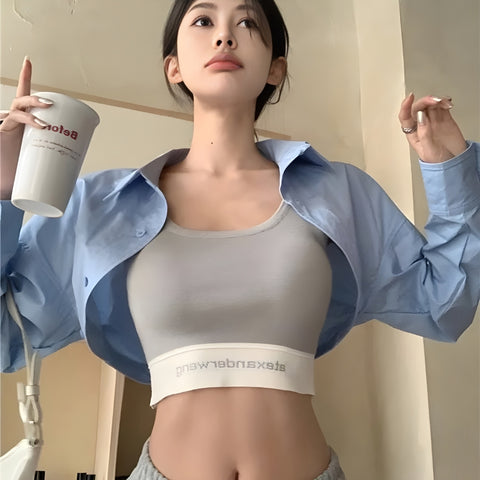 Y2K Button Down Cropped Shirt