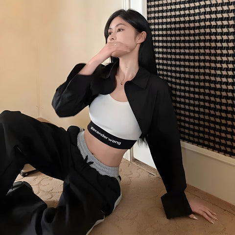 Y2K Button Down Cropped Shirt