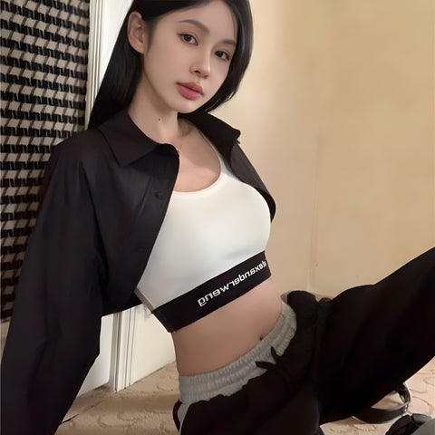 Y2K Button Down Cropped Shirt