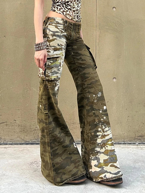 Y2K Camo Flare Pants