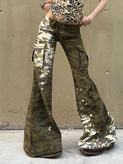 Y2K Camo Flare Pants