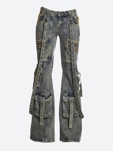 Y2K Cargo Pockets Flare Denim Jeans