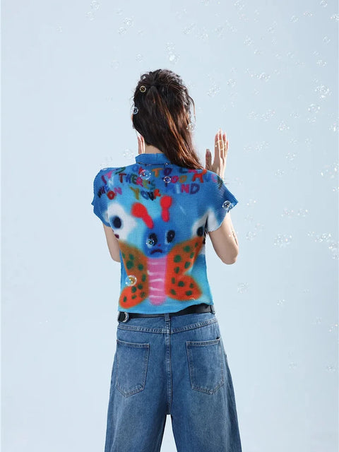 Y2K Cartoon Butterfly Top