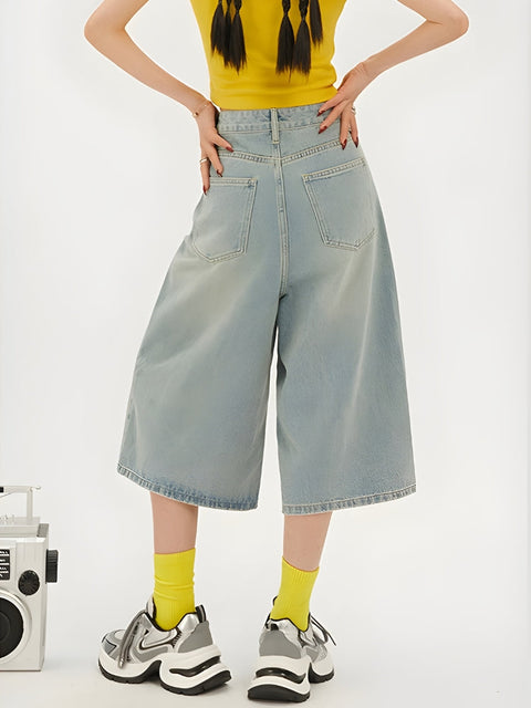 Y2K Casual Wide Leg Denim Shorts