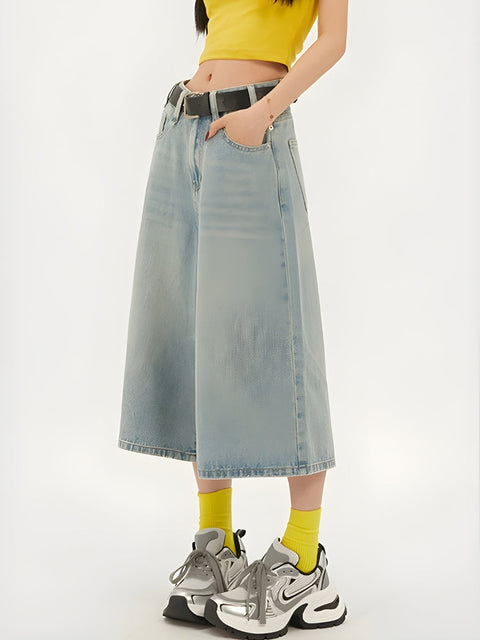 Y2K Casual Wide Leg Denim Shorts