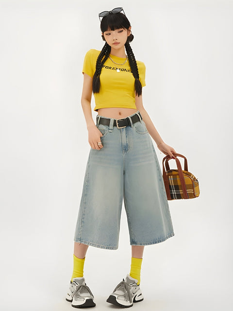 Y2K Casual Wide Leg Denim Shorts