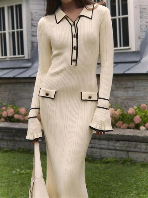 Y2K Classic Ribbed Midi Dress