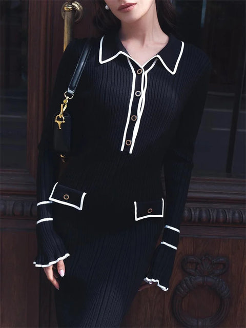 Y2K Classic Ribbed Midi Dress