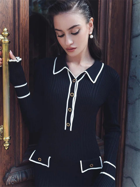 Y2K Classic Ribbed Midi Dress