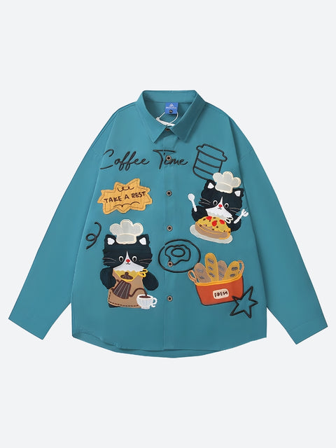 Y2K Coffee Time Cat Shirt