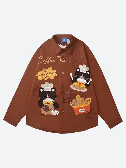 Y2K Coffee Time Cat Shirt