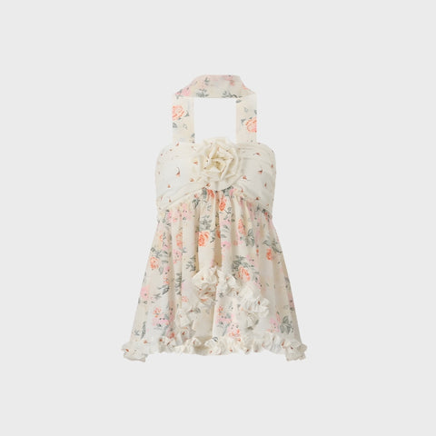 Y2K Coquette Floral Strapless Top