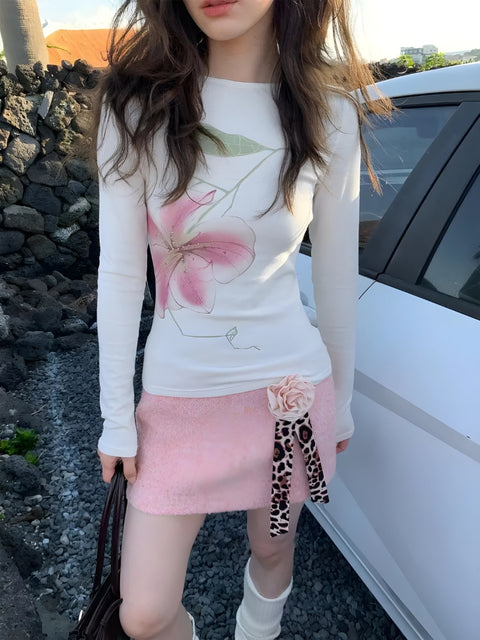 Y2K Coquette Flower Top