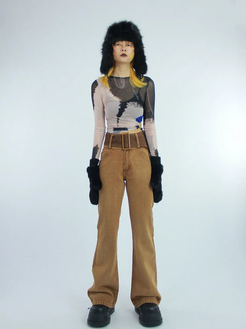 Y2K Cut Out Mesh Top