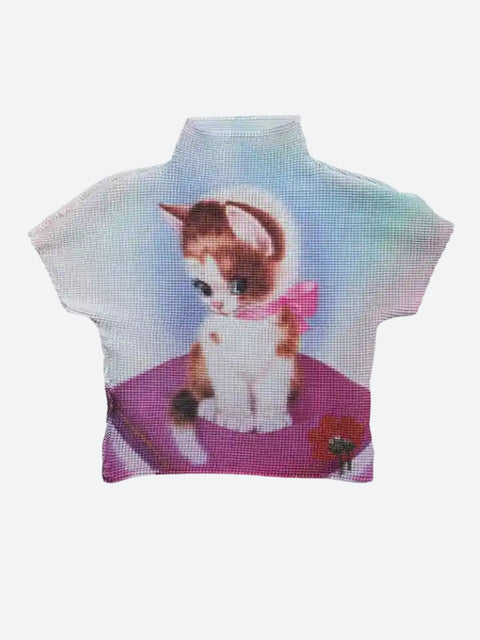 Y2K Cute Cat Top