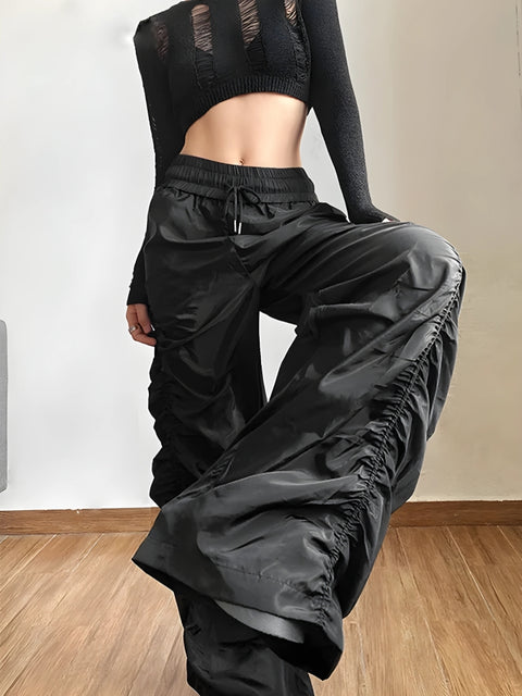 Y2K Cyber Ruched Parachute Pants