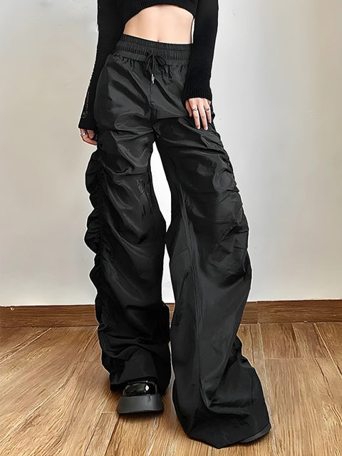 Y2K Cyber Ruched Parachute Pants